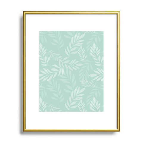 The Optimist Light Green Leaves Metal Framed Art Print