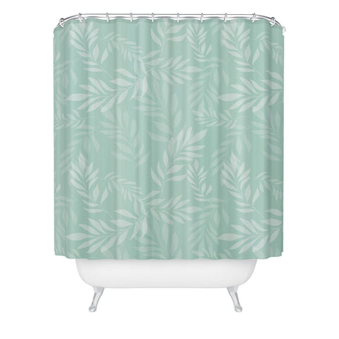The Optimist Light Green Leaves Shower Curtain