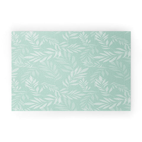 The Optimist Light Green Leaves Welcome Mat