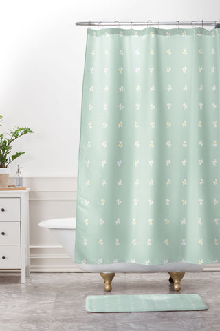 The Optimist Little Daisies In a Row Shower Curtain And Mat