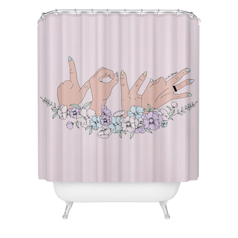 The Optimist Love is LOVE Shower Curtain