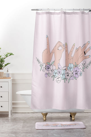 The Optimist Love is LOVE Shower Curtain And Mat