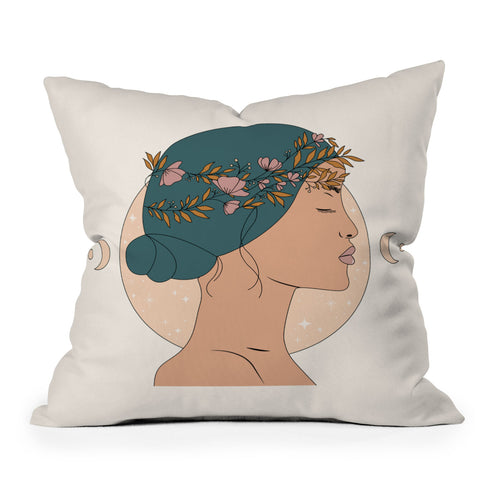 The Optimist Moon Gazing Throw Pillow