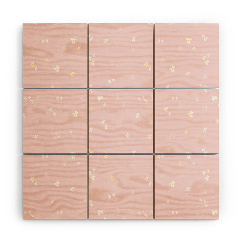 The Optimist My Little Daisy Pattern in Pink Wood Wall Mural