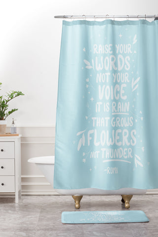 The Optimist Raise Your Words Shower Curtain And Mat