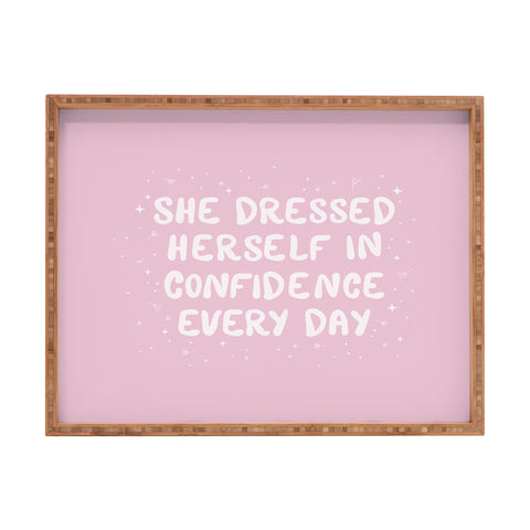 The Optimist She Dressed Herself In Confidence Rectangular Tray