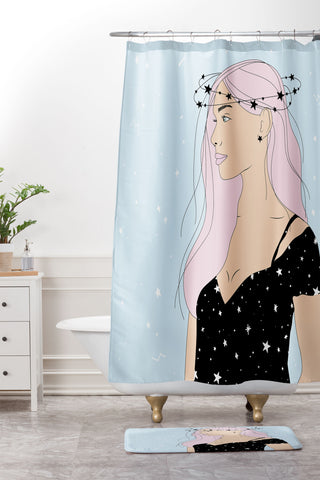 The Optimist Stars in Her Eyes Shower Curtain And Mat