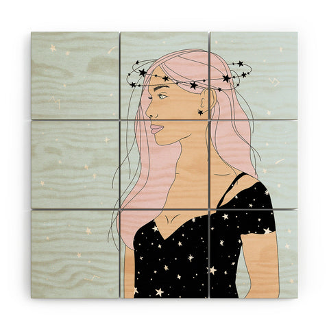 The Optimist Stars in Her Eyes Wood Wall Mural