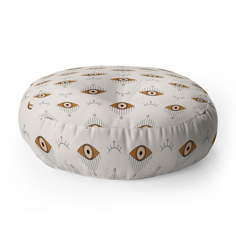 The Optimist Tfu Tfu Tfu Evil Eye Pattern Floor Pillow Round