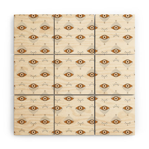 The Optimist Tfu Tfu Tfu Evil Eye Pattern Wood Wall Mural