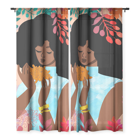 The Pairabirds Chrysanthemums in November Sheer Non Repeat