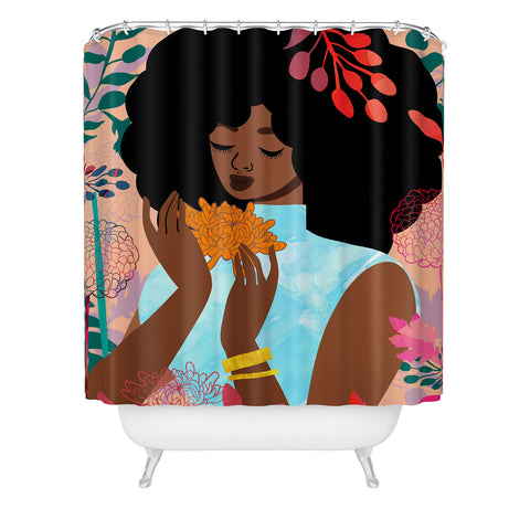 The Pairabirds Chrysanthemums in November Shower Curtain
