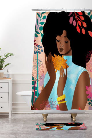 The Pairabirds Chrysanthemums in November Shower Curtain And Mat