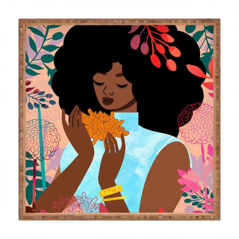 The Pairabirds Chrysanthemums in November Square Tray