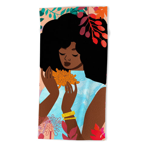 The Pairabirds Chrysanthemums in November Beach Towel