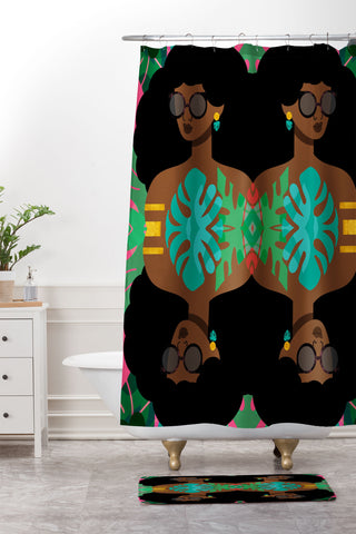 The Pairabirds Eva I Shower Curtain And Mat