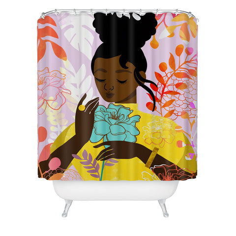 The Pairabirds Marigold in October Shower Curtain