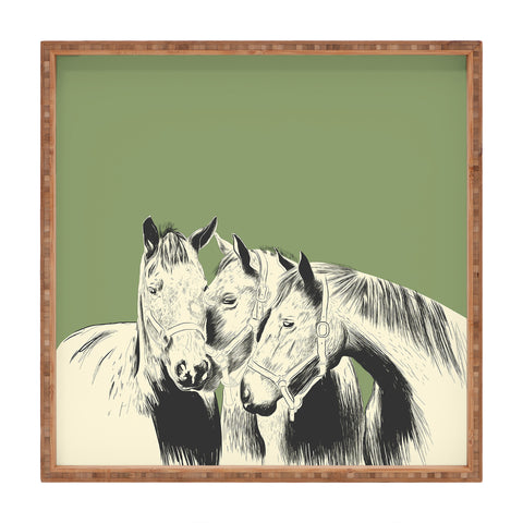 The Red Wolf Horses Square Tray