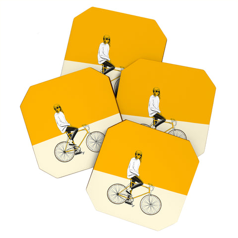 The Red Wolf The Yellow Bike Coaster Set