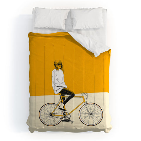 The Red Wolf The Yellow Bike Comforter