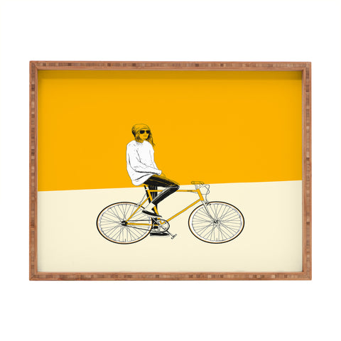 The Red Wolf The Yellow Bike Rectangular Tray