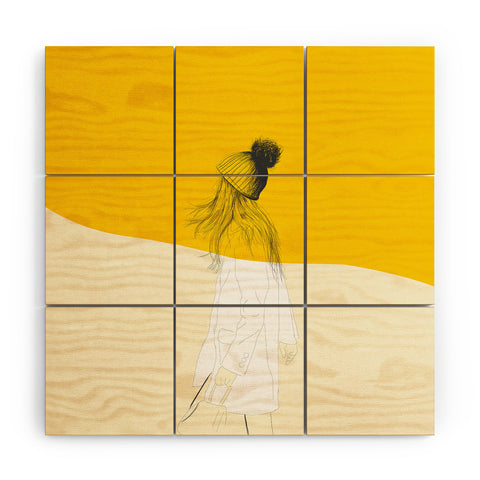 The Red Wolf Woman Color 7 Wood Wall Mural