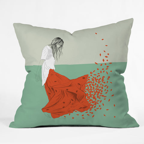 The Red Wolf Woman Color 9 Outdoor Throw Pillow