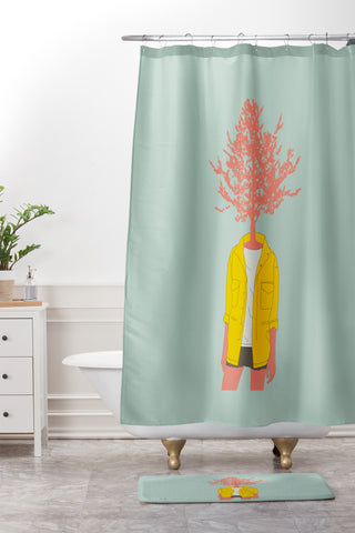 The Red Wolf Woman Nature 4 Shower Curtain And Mat