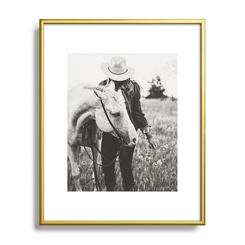 The Whiskey Ginger A Cowgirl Her Horse Metal Framed Art Print