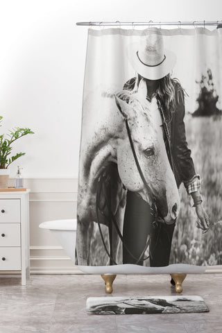 The Whiskey Ginger A Cowgirl Her Horse Shower Curtain And Mat