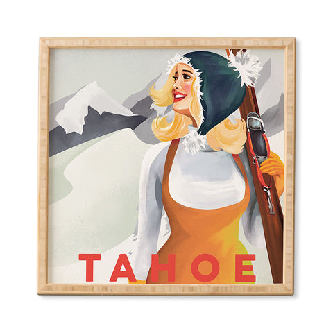 The Whiskey Ginger Apres Tahoe Cute Retro Pinup Girl Framed Wall Art