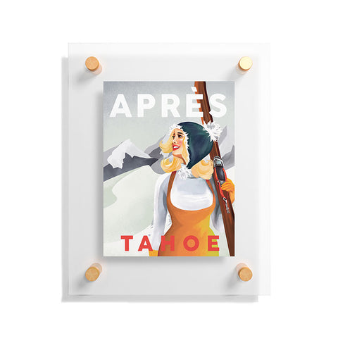 The Whiskey Ginger Apres Tahoe Cute Retro Pinup Girl Floating Acrylic Print