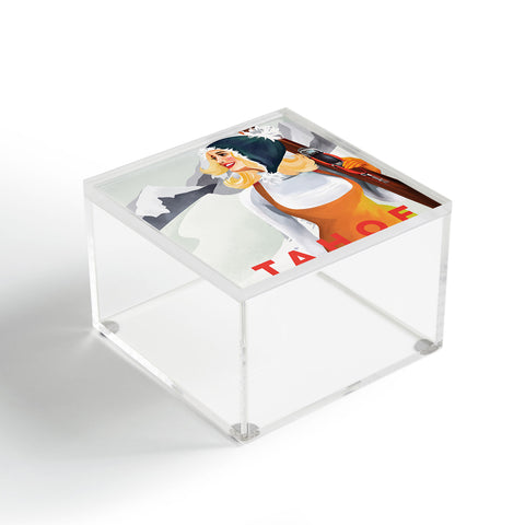 The Whiskey Ginger Apres Tahoe Cute Retro Pinup Girl Acrylic Box