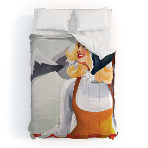 The Whiskey Ginger Apres Tahoe Cute Retro Pinup Girl Comforter