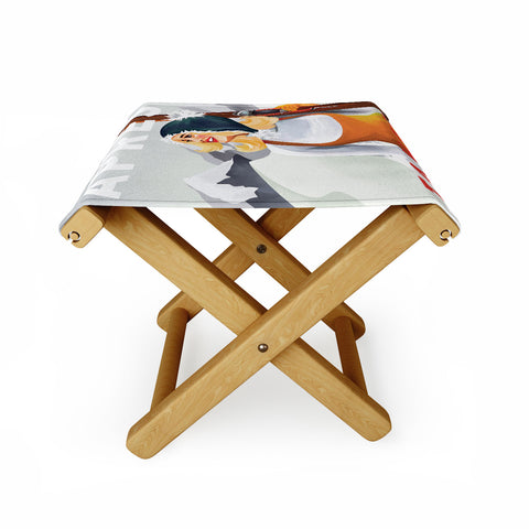 The Whiskey Ginger Apres Tahoe Cute Retro Pinup Girl Folding Stool