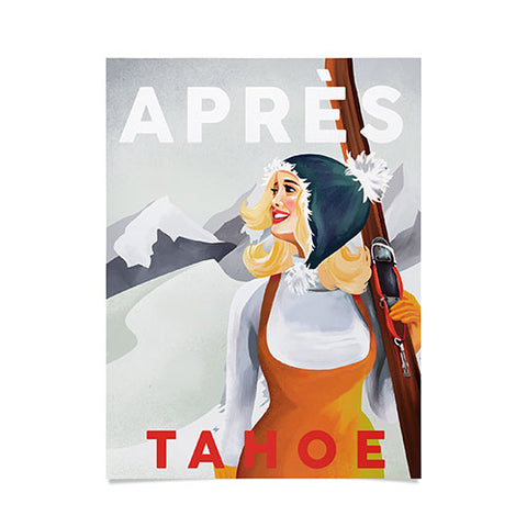 The Whiskey Ginger Apres Tahoe Cute Retro Pinup Girl Poster