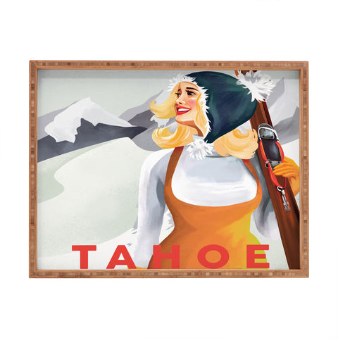 The Whiskey Ginger Apres Tahoe Cute Retro Pinup Girl Rectangular Tray