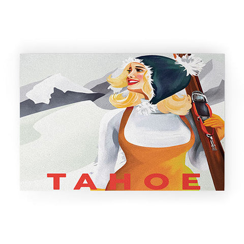The Whiskey Ginger Apres Tahoe Cute Retro Pinup Girl Welcome Mat