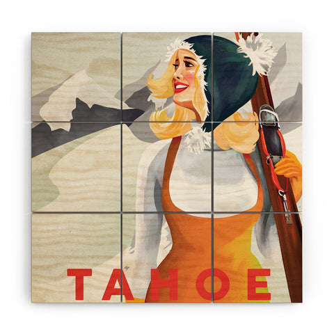 The Whiskey Ginger Apres Tahoe Cute Retro Pinup Girl Wood Wall Mural