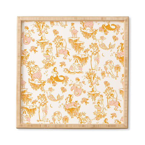 The Whiskey Ginger Astrology Inspired Zodiac Gold Toile Framed Wall Art