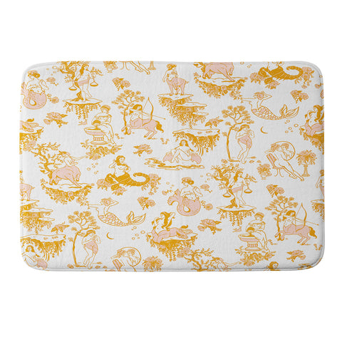 The Whiskey Ginger Astrology Inspired Zodiac Gold Toile Memory Foam Bath Mat