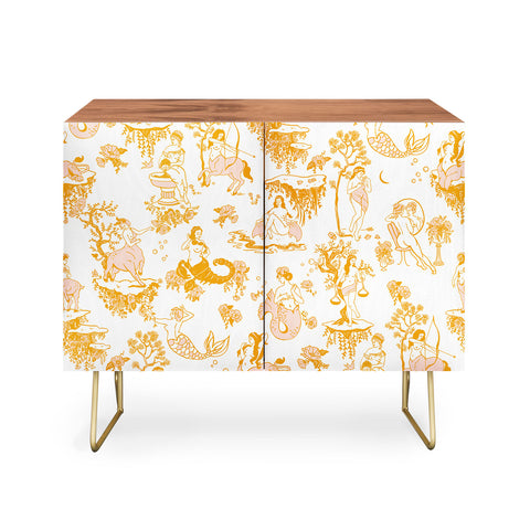The Whiskey Ginger Astrology Inspired Zodiac Gold Toile Credenza