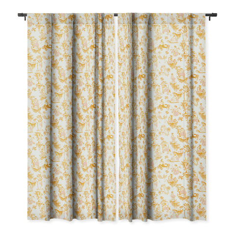 The Whiskey Ginger Astrology Inspired Zodiac Gold Toile Blackout Window Curtain