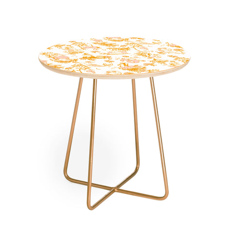 The Whiskey Ginger Astrology Inspired Zodiac Gold Toile Round Side Table
