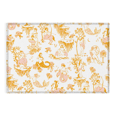 The Whiskey Ginger Astrology Inspired Zodiac Gold Toile Outdoor Rug