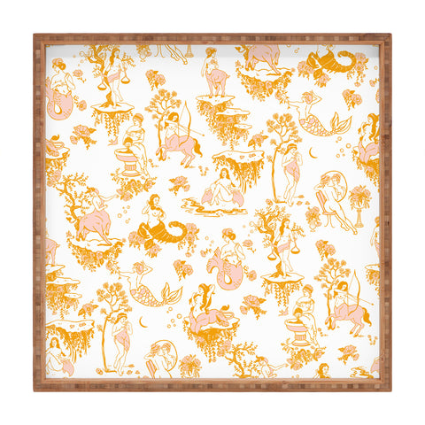 The Whiskey Ginger Astrology Inspired Zodiac Gold Toile Square Tray