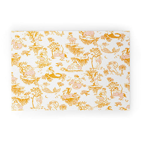 The Whiskey Ginger Astrology Inspired Zodiac Gold Toile Welcome Mat