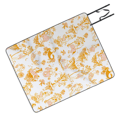 The Whiskey Ginger Astrology Inspired Zodiac Gold Toile Picnic Blanket