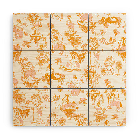 The Whiskey Ginger Astrology Inspired Zodiac Gold Toile Wood Wall Mural