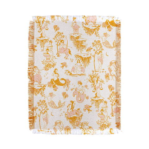 The Whiskey Ginger Astrology Inspired Zodiac Gold Toile Throw Blanket